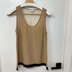 Joie Silk Tan and Black Trim Tank Top